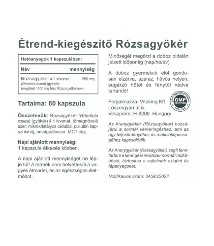 Vitaking Rhodiola Rosea 1000mg 60 Kapseln