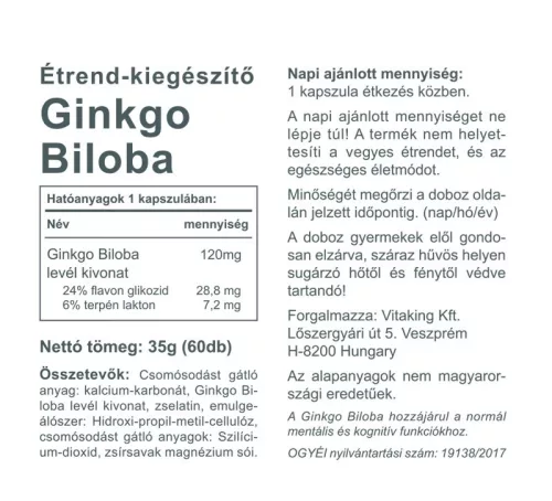 Vitaking Ginkgo Forte 120mg (60) Kapseln