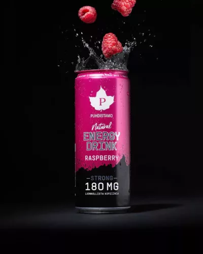Puhdistamo Natural Energy 330ml Himbeergeschmack, natürliches Energiegetränk DRS