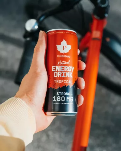 Puhdistamo Natural Energy 330ml Energy-Drink mit tropischem Nektarinen-Mango-Geschmack DRS
