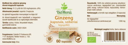 BioMenu BIO Ginseng Kapseln Sibirischer Ginseng 60 Stück