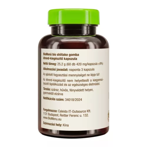 BioMenu BIO Shiitake-Pilzkapseln, 60 Stück