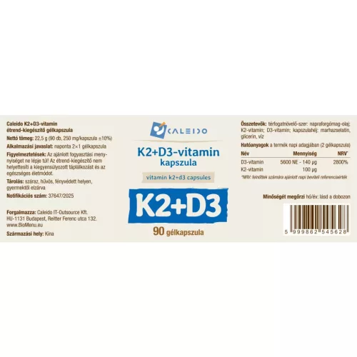 Caleido Vitamin K2 + D3 Gelkapseln, 90 Stück