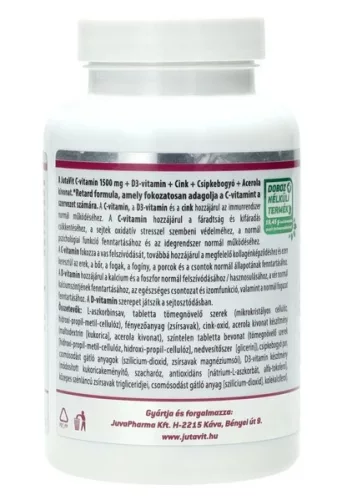 JutaVit Vitamin C 1500 mg + Hagebutte + Acerola + Vitamin D3 + Zink, 100 Filmtabletten
