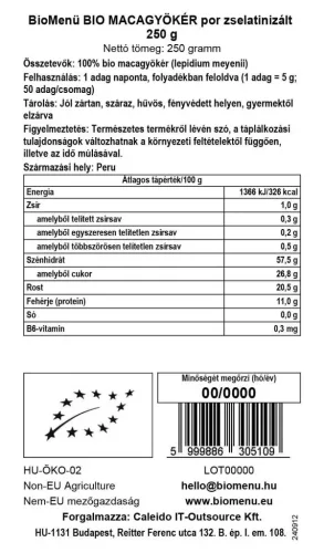 BioMenu BIO Maca-Wurzelpulver 250g Gelatine
