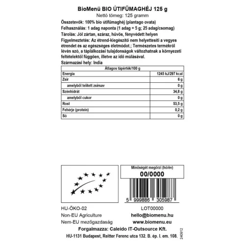 BioMenu BIO Wegerichsamenschalen 125g