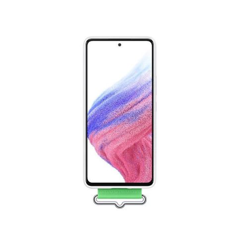 Samsung Galaxy A53 5G Silicone Cover with Strap, gyári szilikon tok szíjjal, fehér, EF-GA536TW