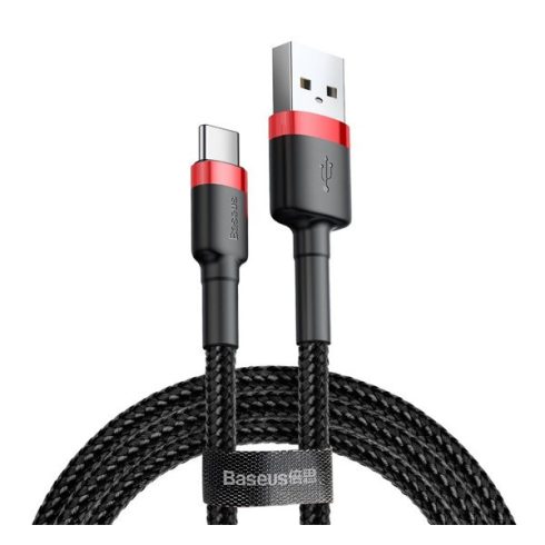 Baseus Cafule USB / USB-C gyorstöltő töltő- és adatkábel, 1m, piros-fekete