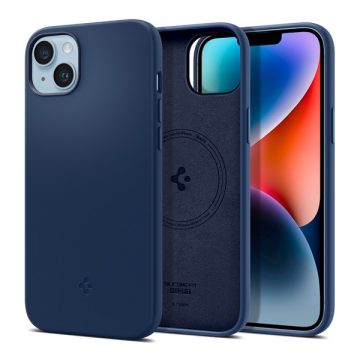   Spigen Silicone Fit Mag Apple iPhone 14 Plus tok, Navy Blue MagSafe, kék