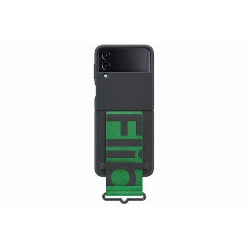 Samsung Galaxy Z Flip4 Silicone Cover with Strap, gyári szilikon tok szíjjal, fekete, EF-GF721TB