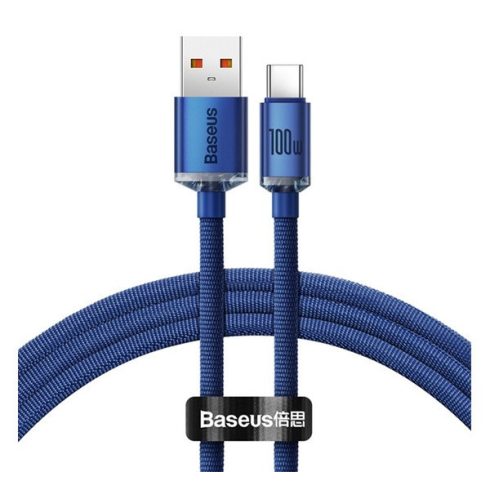 Baseus Crystal Shine USB / USB-C töltő- és adatkábel, 5A, 1,2m, kék