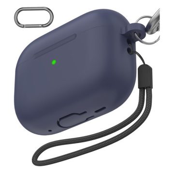   Phoner Simple Apple Airpods Pro 2 szilikon tok, csuklópánttal, éjkék