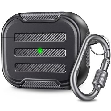   Phoner Carbon Apple Airpods 3 szilikon tok akasztóval, fekete