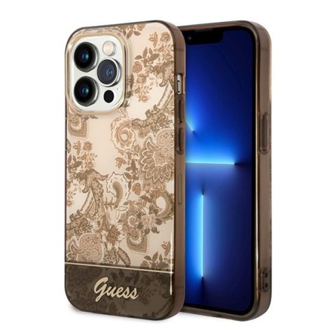 Guess Porcelain Collection Apple iPhone 14 Pro hátlap tok, arany