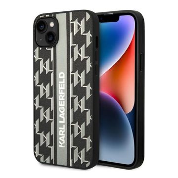   Karl Lagerfeld Monogram Stripe Apple iPhone 14 Plus hátlap tok, szürke