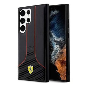   Ferrari Perforated 296 P Samsung Galaxy S23 Ultra hátlap tok, fekete