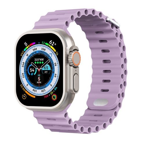 Phoner River Apple Watch 49/45/44/42 mm szilikon szíj, levendula