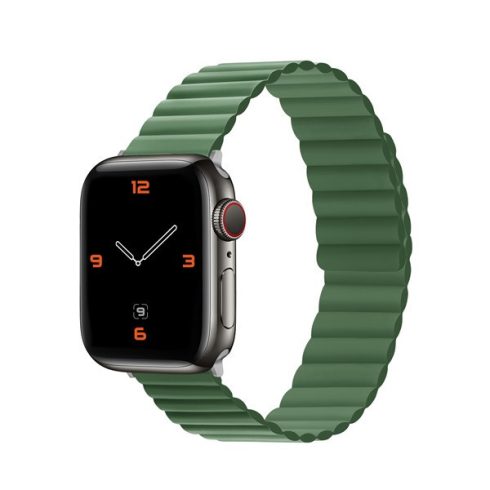 Phoner Rever Apple Watch forgatható mágneses szilikon szíj, 49/45/44/42mm, M/L, zöld