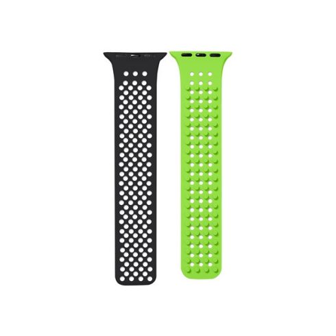 Phoner Spike Apple Watch szilikon szíj, 38/40/41mm, fekete/élénk zöld