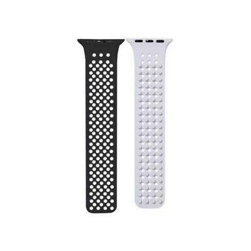 Phoner Spike Apple Watch szilikon szíj, 38/40/41mm, fekete/felhőszürke