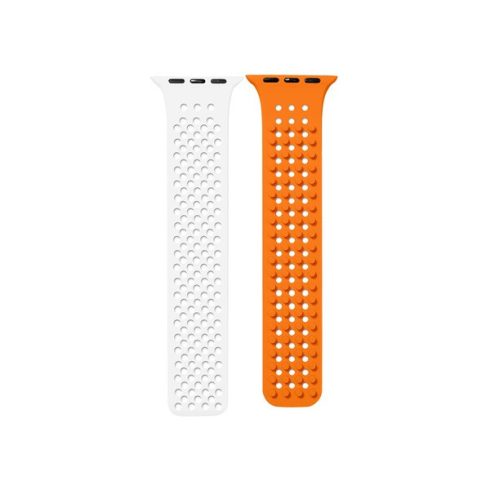 Phoner Spike Apple Watch szilikon szíj, 38/40/41mm, fehér/narancs