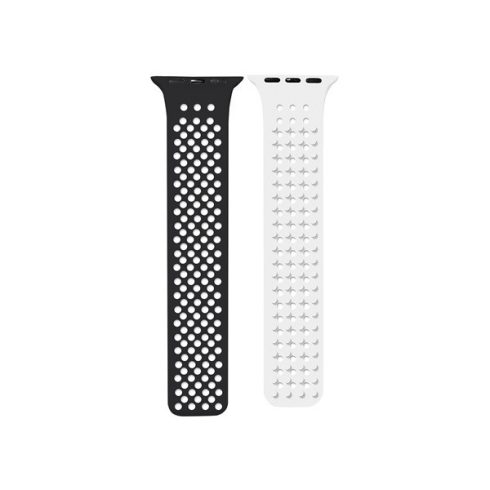 Phoner Spike Apple Watch szilikon szíj, 38/40/41mm, fekete/fehér