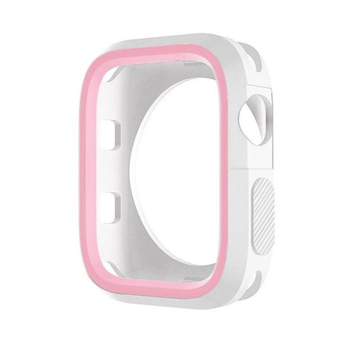 Phoner Twin Apple Watch szilikon tok, 41mm, fehér/rózsazsín