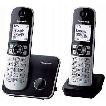   Panasonic KX-TG6812PDB DUO fehér háttérvil. kihangosítható hívóazonosítós fekete dect telefon