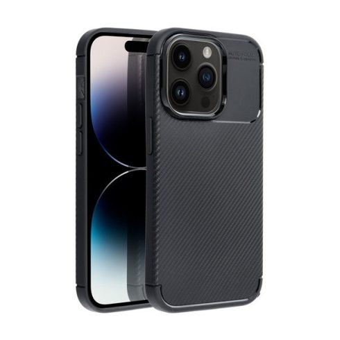 Forcell Carbon Premium Apple iPhone 14 Pro karbon mintás szilikon tok, fekete
