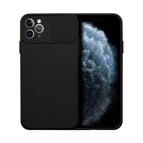 Slide Apple iPhone 11 Pro Max, kameravédős szilikon tok, fekete