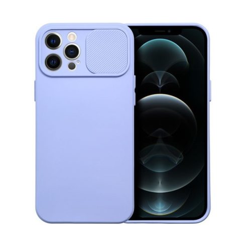Slide Apple iPhone 12 Pro Max, kameravédős szilikon tok, levendula