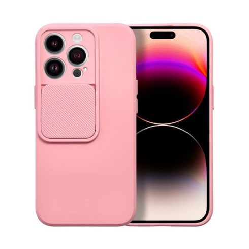 Slide Apple iPhone 13 Pro, kameravédős szilikon tok, rózsaszín
