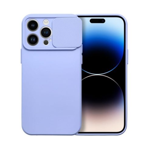 Slide Apple iPhone 14 Pro Max, kameravédős szilikon tok, levendula