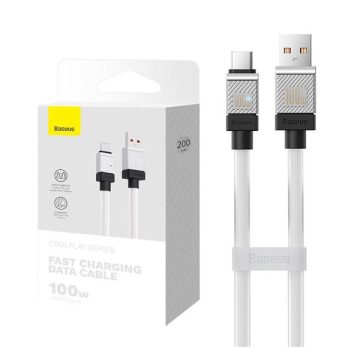   Baseus CoolPlay USB / USB-C töltő- és adatkábel, 100W, 2m, fehér