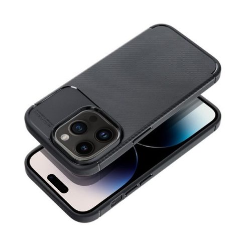 Forcell Carbon Premium hátlap tok Apple iPhone 15 Plus karbon mintás szilikon tok, fekete