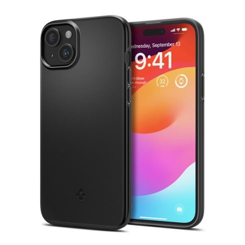 Spigen Thin Fit Apple iPhone 15 Plus tok, fekete
