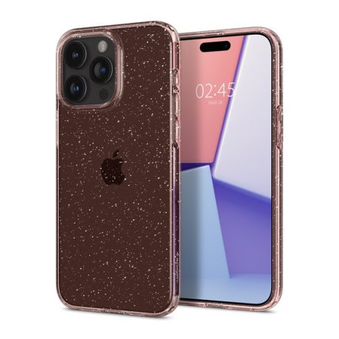 Spigen Liquid Crystal Glitter Apple iPhone 15 Pro tok, csillámos, rózsaszín, átlátszó