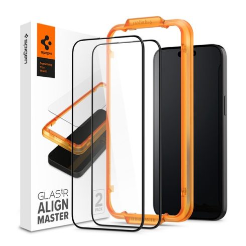Spigen AlignMaster Glas.tR Apple iPhone 15 Plus/ iPhone 16 Plus, Tempered kijelzővédő fólia (2db)