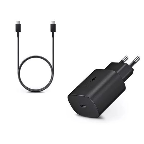 Samsung EP-TA865 kompatibilis hálózati töltő adapter USB-C + USB-C kábel, 65W, fekete, (No logo)