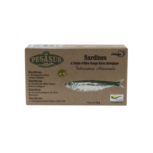 BIO Pesasur Szardínia filé extra szűz olívaolajban 120g konzervdobozos