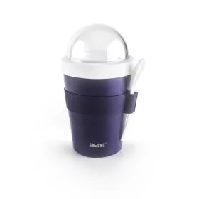  Ibili Doppelwandiger Thermobecher aus Metall, 500 ml, mit Müslideckel und Löffel 687300