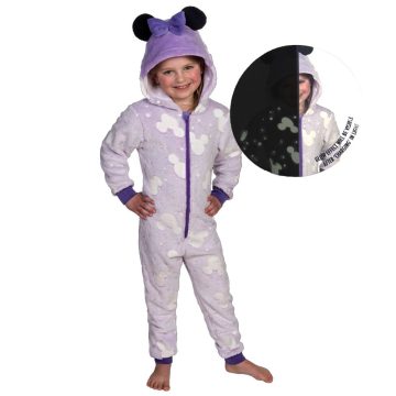   Disney Minnie Purple sötétben világító gyerek hosszú pizsama, overál 3 - 4 év / 98 - 104 cm