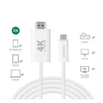 4smarts USB-C / HDMI kábel, 2m, fehér