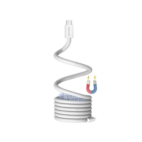 4smarts RollUp USB / USB-C mágnesesen feltekerhető töltő- és adatkábel, 1.5m, fehér