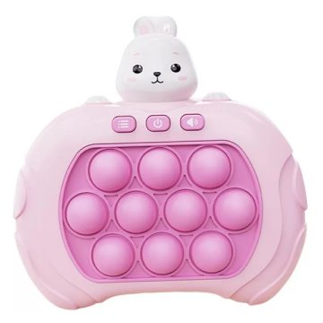   Elektromos mókás és készségfejlesztő pop it játék, gyerekeknek, elemes, Nyúl forma, Wooze Pop It, rózsaszín