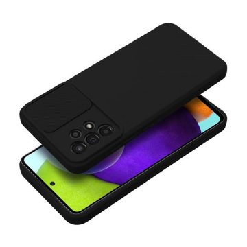 Slide Samsung A35 5G, kameravédős szilikon tok, fekete