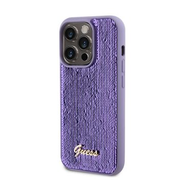 Guess Sequin Script Logo iPhone 14 Pro tok, lila