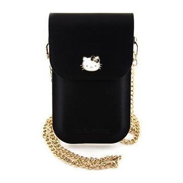  Hello Kitty PU Metal Logo Leather Wallet telefontartó táska, fekete