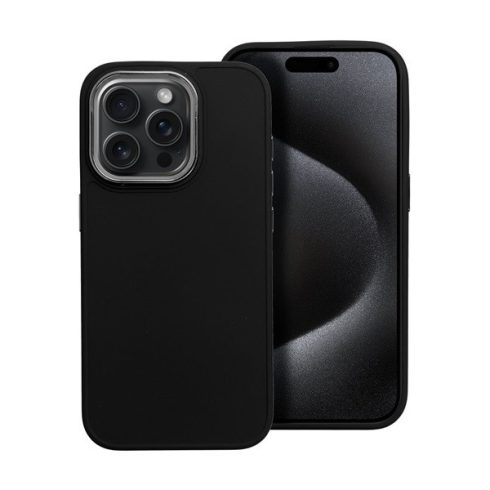 Frame iPhone 15 Pro közepesen ütésálló tok kameravédő kerettel, fekete
