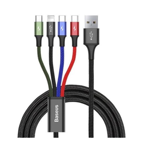 Baseus Fast 4in1 töltő- és adatkábel USB / 2x USB-C / Lightning / MicroUSB 3,5A, 1.2 m, fekete